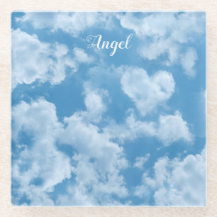 Heart Cloud Sky Niedlich Fun Moderner blauer Indiv Glasuntersetzer