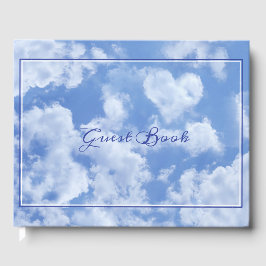 Heart Cloud Sky Niedlich Modern Blue Custom Weddin Gästebuch