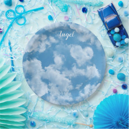 Heart Cloud Sky Niedlich Modern Blue Custom Weddin Pappteller