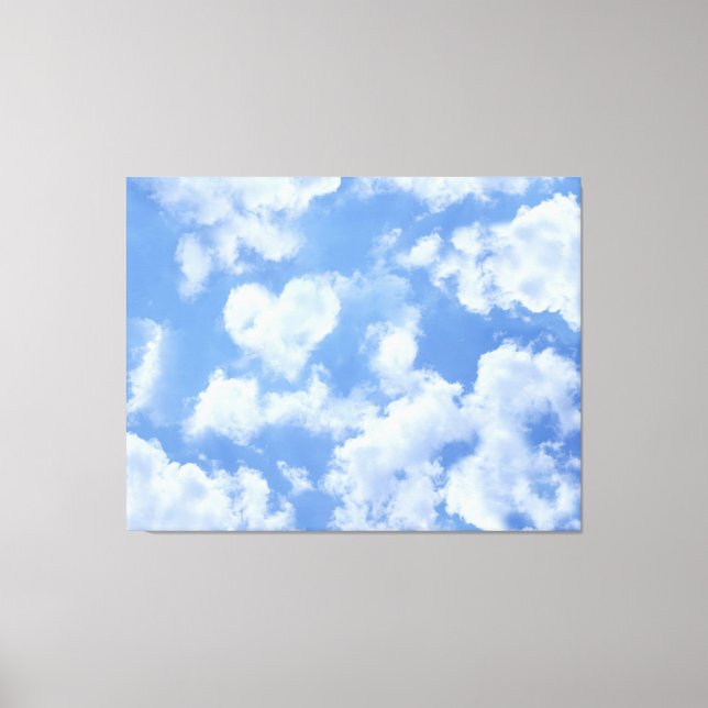 Heart Cloud Sky Niedlich Modern Love Light Blue Gi Leinwanddruck (Vorderseite)