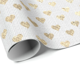 Heart Confetti Foxier Gold Foxier White Gray Linde Geschenkpapier