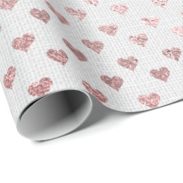 Heart Confetti Gold Foxier Weißrosa Rose Linde Geschenkpapier