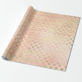 Heart Confetti Metallic Shabby Gold Wood Pink Rose Geschenkpapier