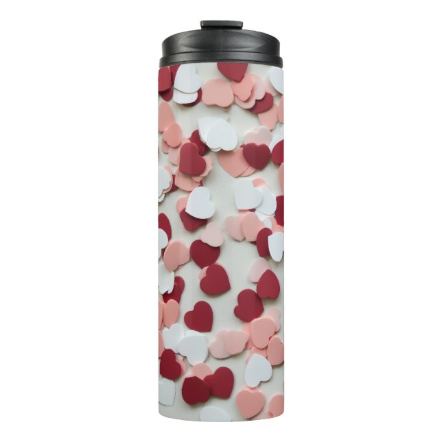 Heart Confetti Pattern – Cute Romantic Celebration Thermosbecher (Vorderseite)