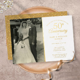 Heart Confetti Wedding Foto Gold zum 50. Jubiläum Folieneinladung