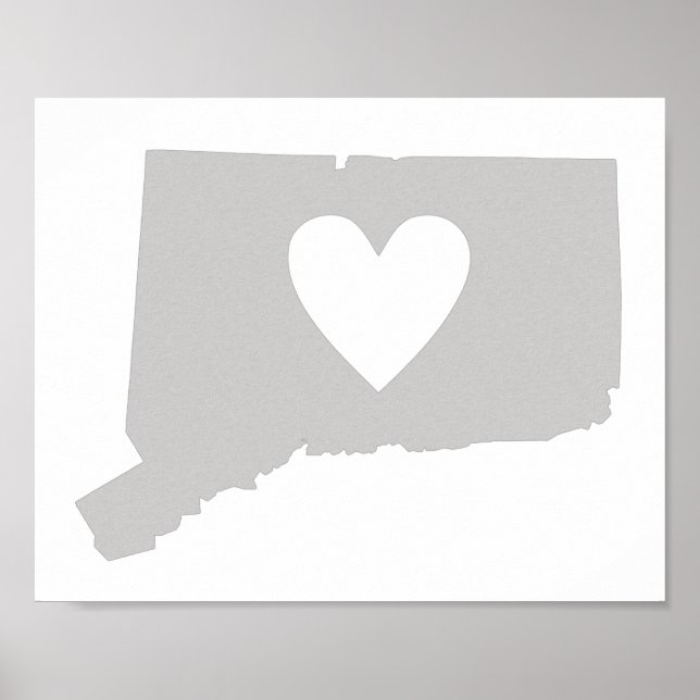 Heart Connecticut Staat Silhouette Poster (Vorne)