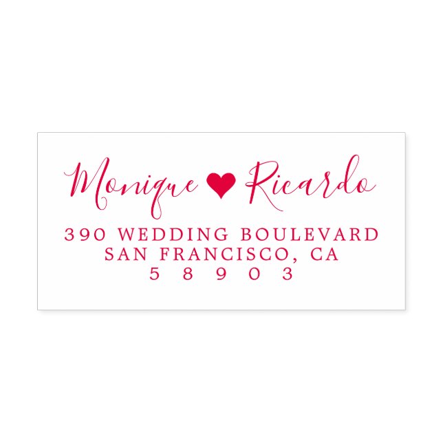 Heart Couple Script Wedding Rücksendeadresse Permastempel (Design)