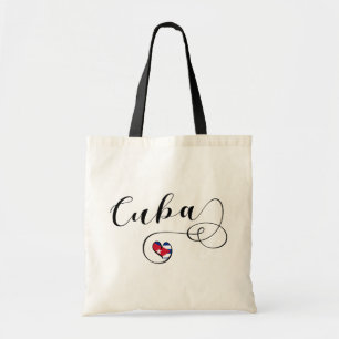 Heart Cuba Flag, Cuban Flag Heart Tote Bag Tragetasche