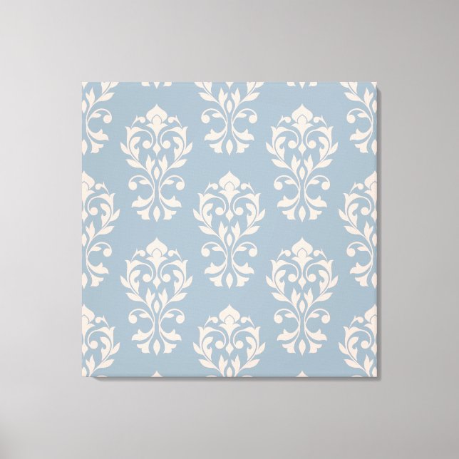 Heart Damask Big Ptn II Rosa auf blau Leinwanddruck (Vorderseite)