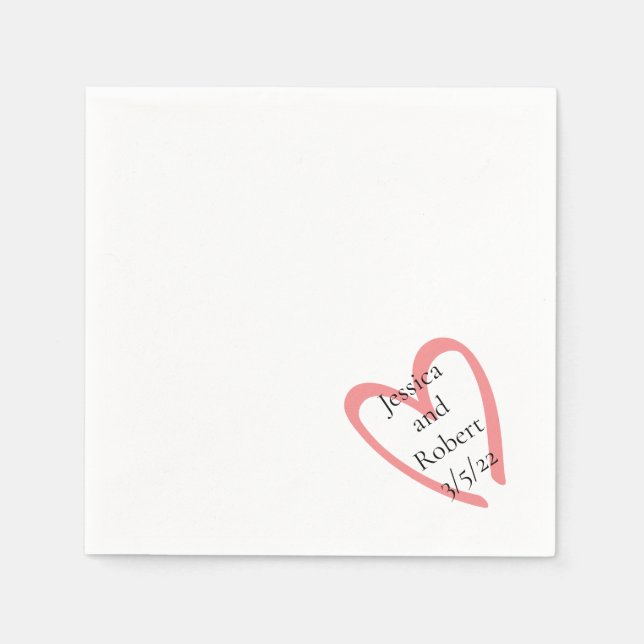 Heart Design Hochzeitszettel Serviette (Vorderseite)