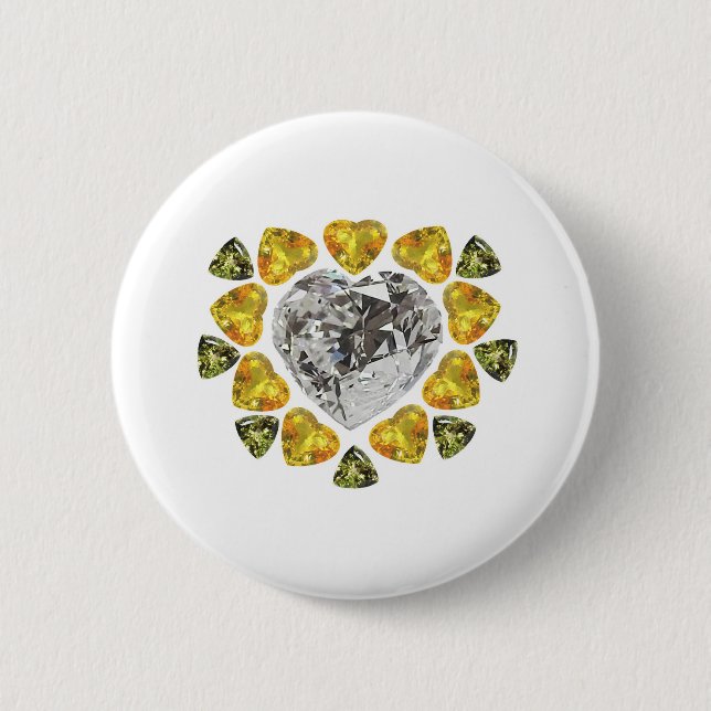 Heart Diamond Gemstone Art Button (Vorderseite)