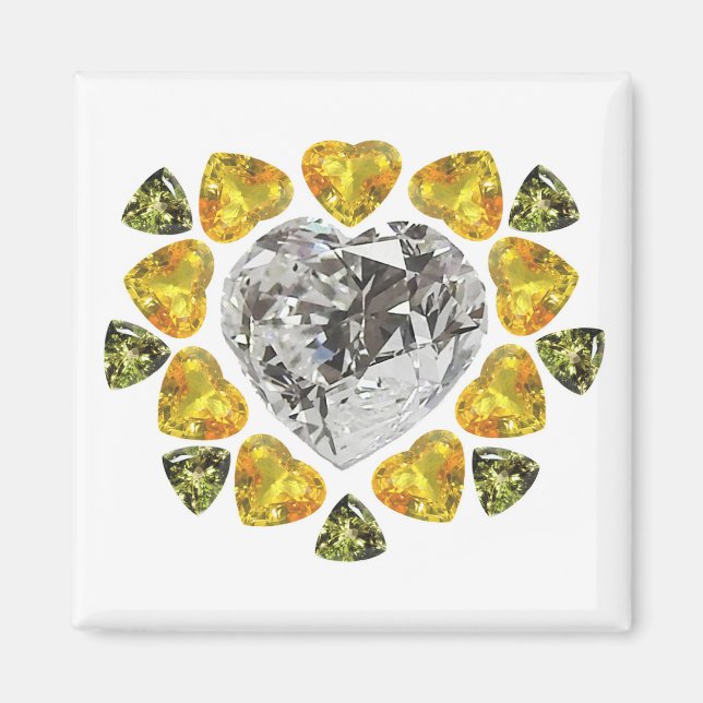 Heart Diamond Gemstone Art Magnet (Vorne)