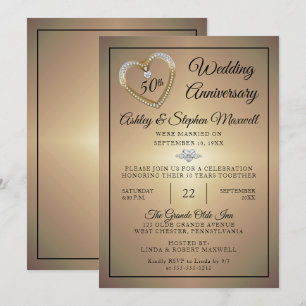 Heart Diamonds 50. Hochzeitstagparty Einladung