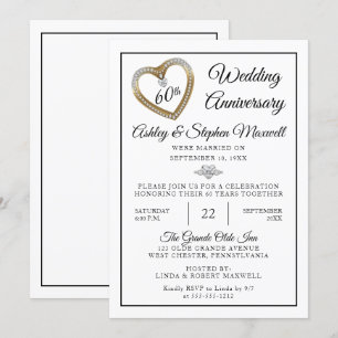 Heart Diamonds 60th Wedding Anniversary Party Einladung