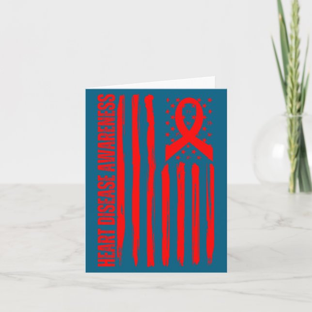 Heart Disease Awareness American Flag Chd Congenit Karte (Vorderseite)