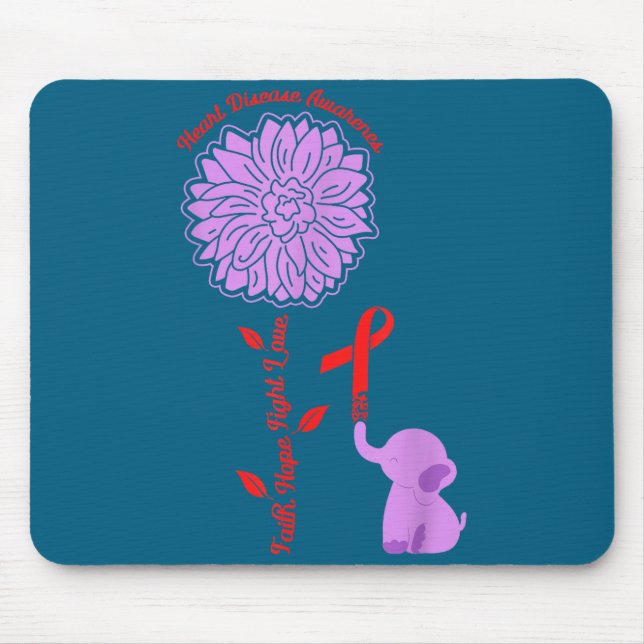 Heart Disease Awareness Faith Hope Fight Love Card Mousepad (Vorne)