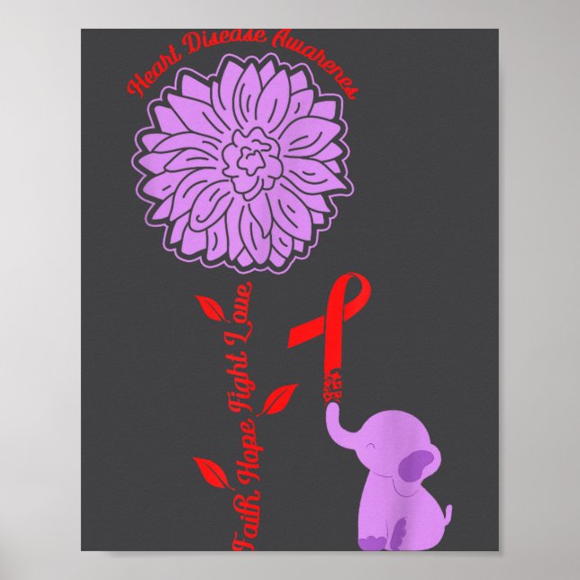 Heart Disease Awareness Faith Hope Fight Love Card Poster (Vorne)