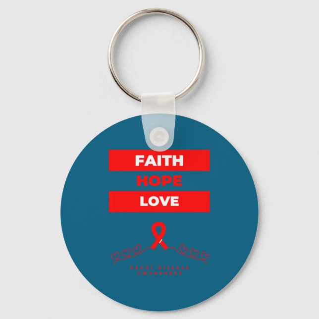 Heart Disease Awareness Faith Hope Love Design  Schlüsselanhänger (Vorderseite)