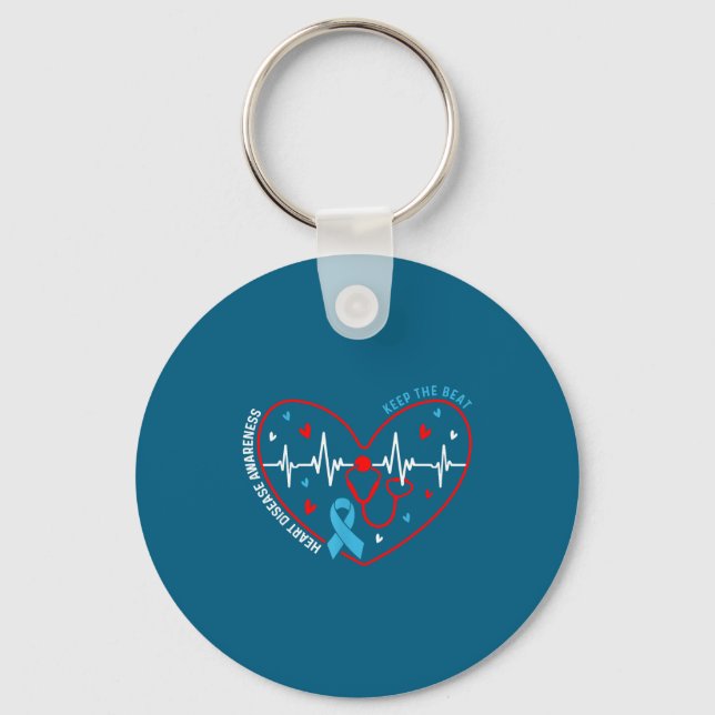 Heart Disease Awareness Heartbeat Survivor Warrior Schlüsselanhänger (Vorderseite)