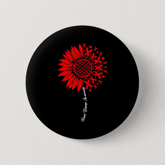 Heart Disease Awareness Month Sunflower For Women  Button (Vorderseite)