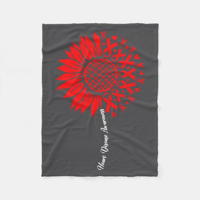 Heart Disease Awareness Month Sunflower For Women  Fleecedecke (Vorderseite)