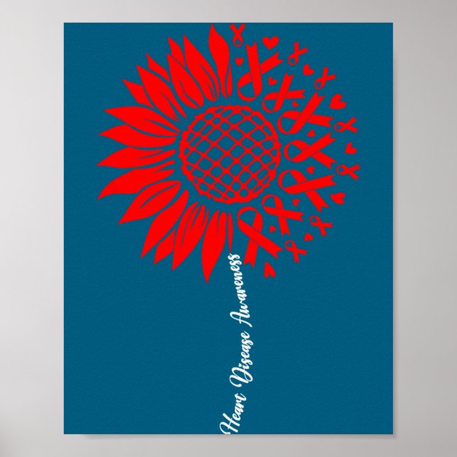 Heart Disease Awareness Month Sunflower For Women  Poster (Vorne)