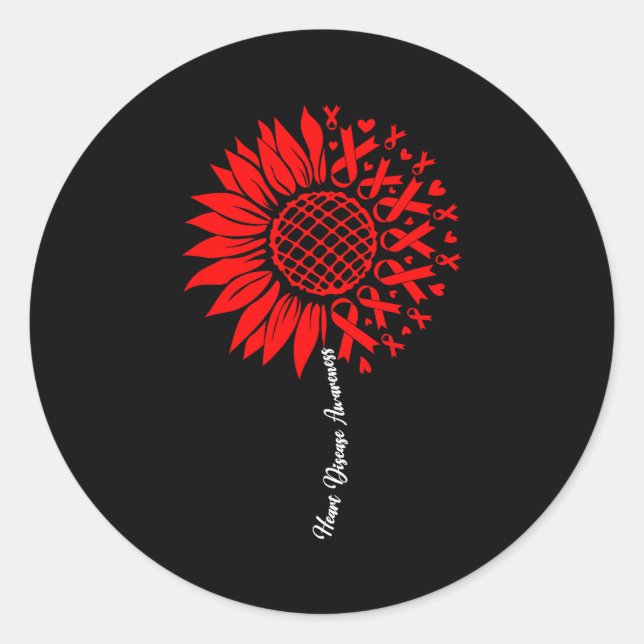 Heart Disease Awareness Month Sunflower For Women  Runder Aufkleber (Vorderseite)