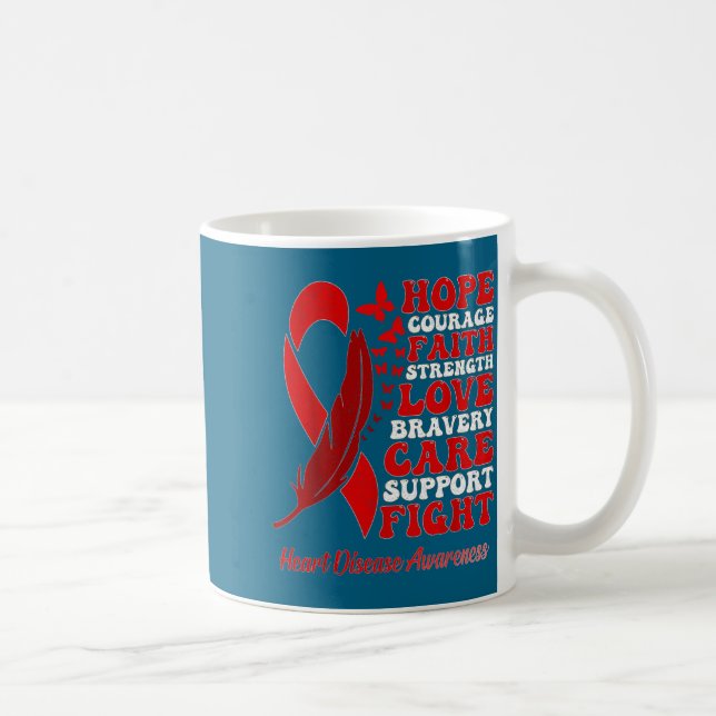 Heart Disease Awareness Red Butterflies Ribbon Sup Kaffeetasse (Rechts)