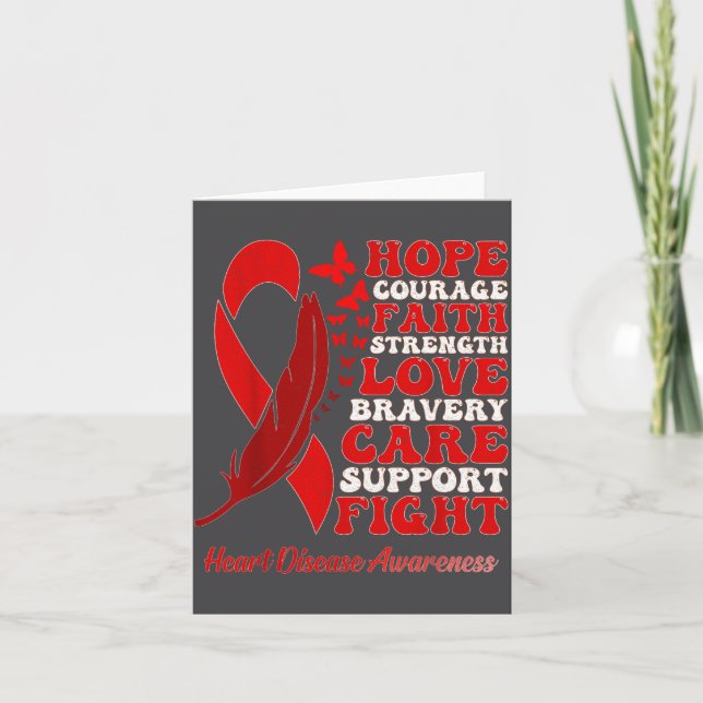 Heart Disease Awareness Red Butterflies Ribbon Sup Karte (Vorderseite)