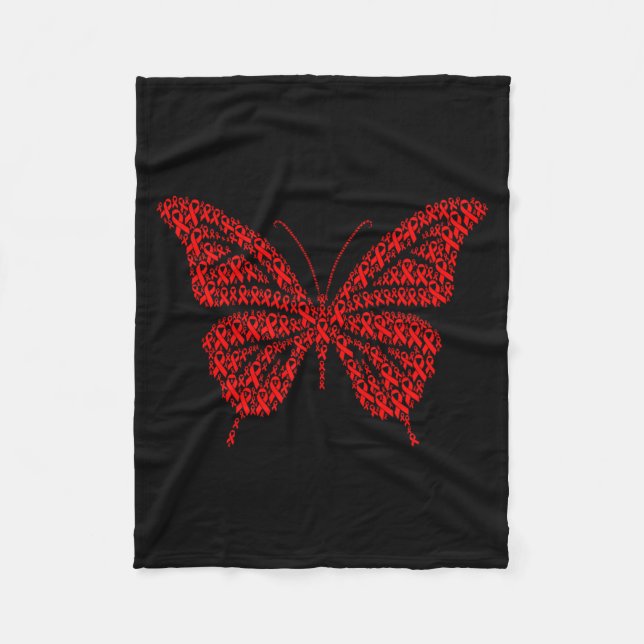 Heart Disease Awareness Red Ribbon &amp; Heart Hea Fleecedecke (Vorderseite)