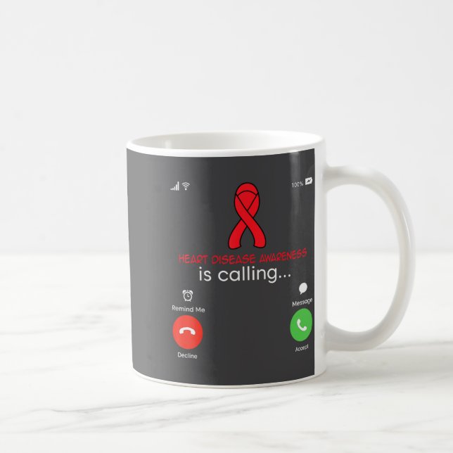 Heart Disease Awareness Red Ribbon Heart Attack Su Kaffeetasse (Rechts)