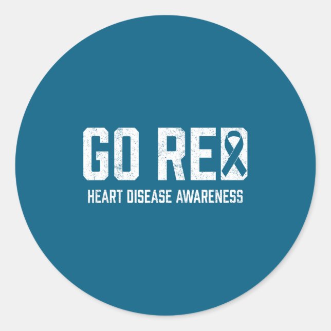 Heart Disease Awareness Shirt Go Red Heart Disease Runder Aufkleber (Vorderseite)