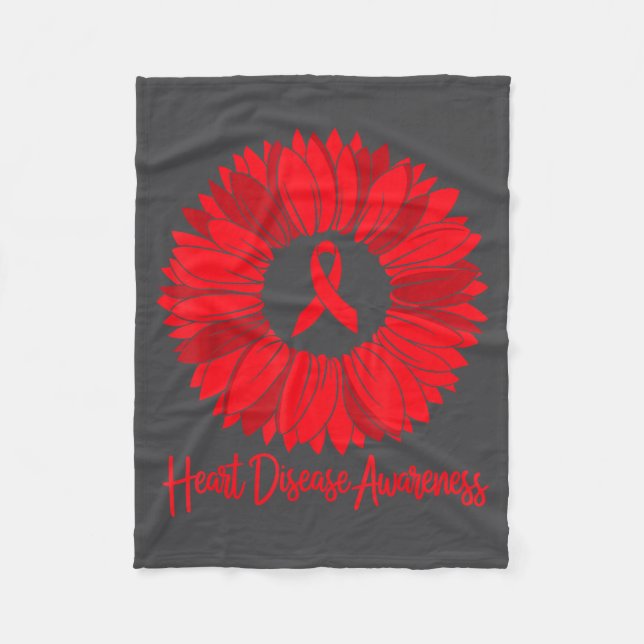 Heart Disease Awareness Sunflower Go Red Women Hea Fleecedecke (Vorderseite)
