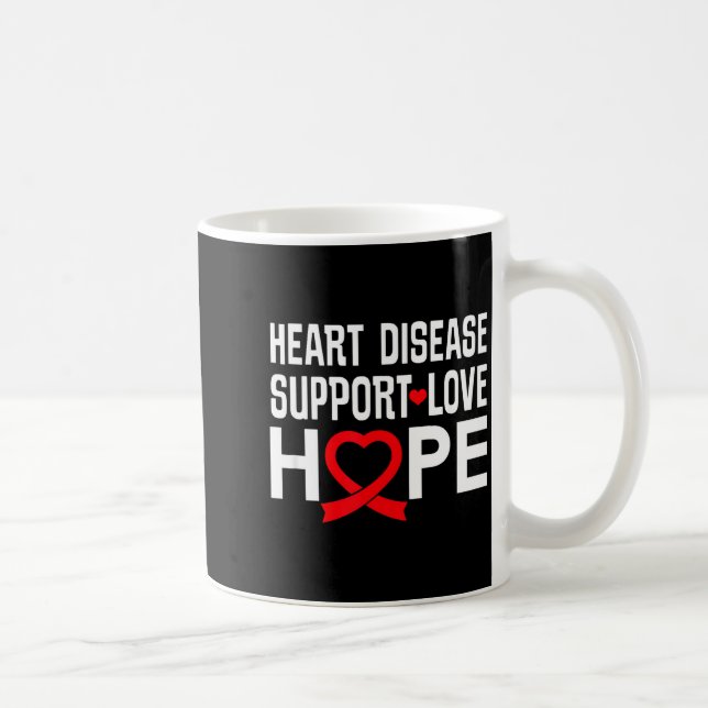 Heart Disease Suprt Love Hope Red Ribbon  Kaffeetasse (Rechts)