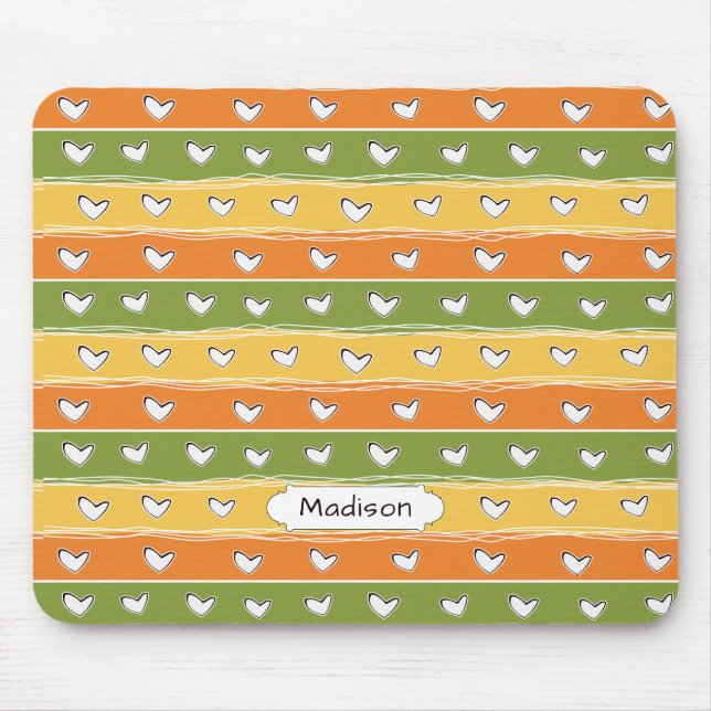 Heart Doodles individuelle Name mousepad (Vorne)