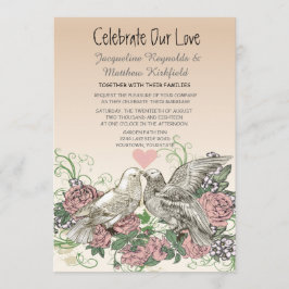 Heart Doves Rose Pink Romance Hochzeit Einladung
