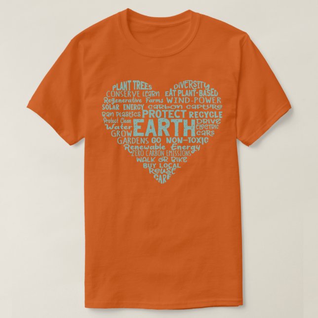 Heart Earth Word Cloud Aquamarin T-Shirt (Design vorne)