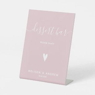 Heart & Elegante Script - Rosa Wedding Dessert Bar Sockelschild