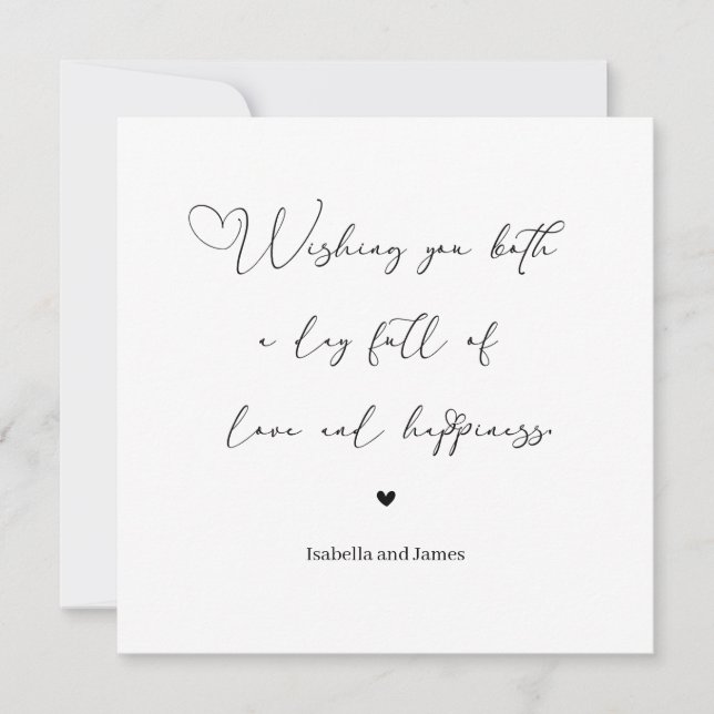 Heart Embellished Love and Happiness Wedding  Karte (Vorderseite)