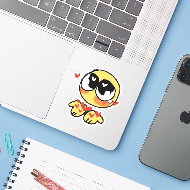 Heart emoji drôle réaction mème internet Sticker (Ordinateur portable avec iPhone)