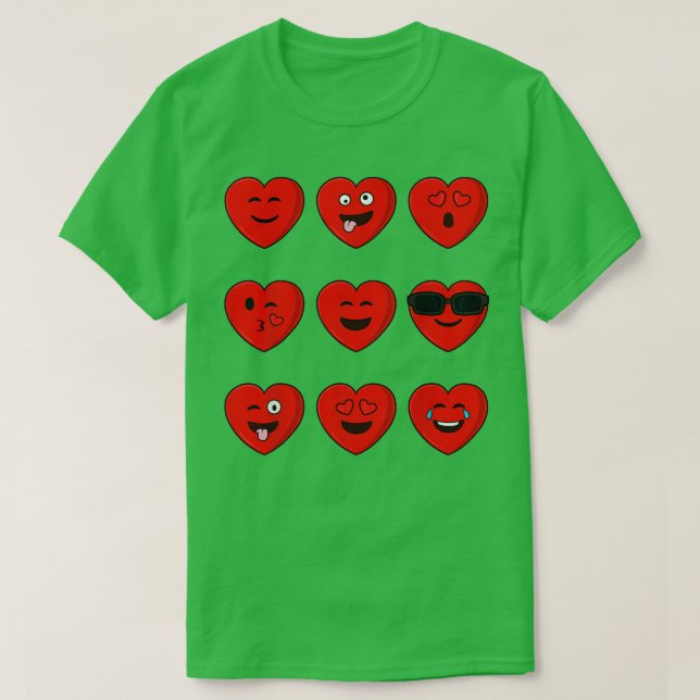 Heart Emojis Valentinstag Emoticons T-Shirt (Design vorne)