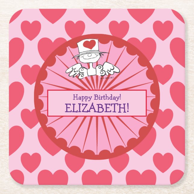 "Heart Fairy"© Geburtstag individuell anpassen Rechteckiger Pappuntersetzer (Vorderseite)