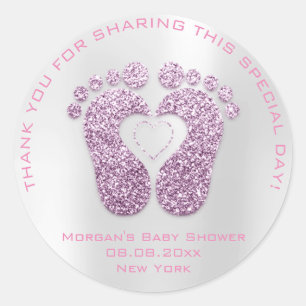 Heart Feet Baby Dusche Gefallen Dankeschön Pink Gi Runder Aufkleber