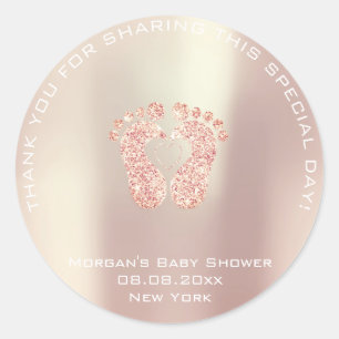 Heart Feet Baby Dusche Gefallen Dankeschön Rose Go Runder Aufkleber