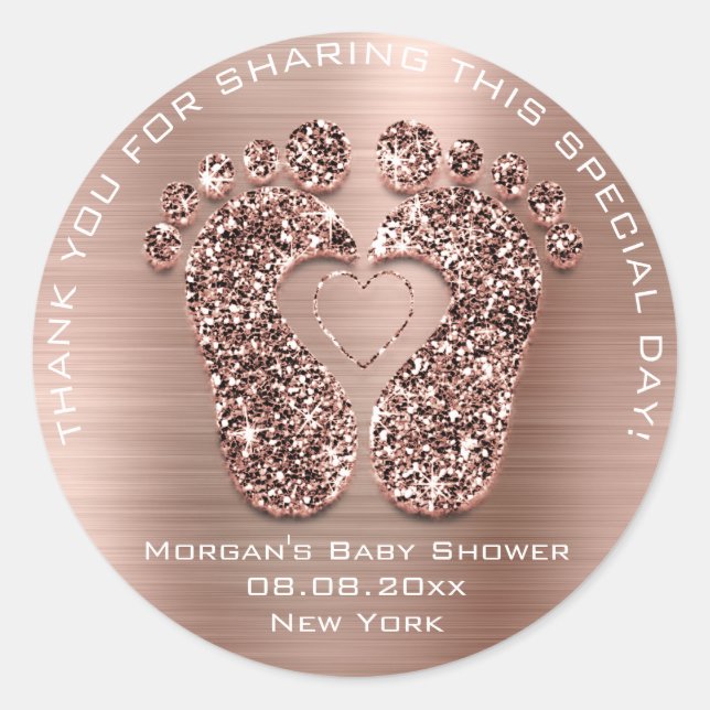 Heart Feet Baby Dusche Gefallen Geschenk Danke Cop Runder Aufkleber (Vorderseite)