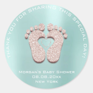 Heart Feet Baby Dusche Gefallen Geschenk Danke Ivo Runder Aufkleber