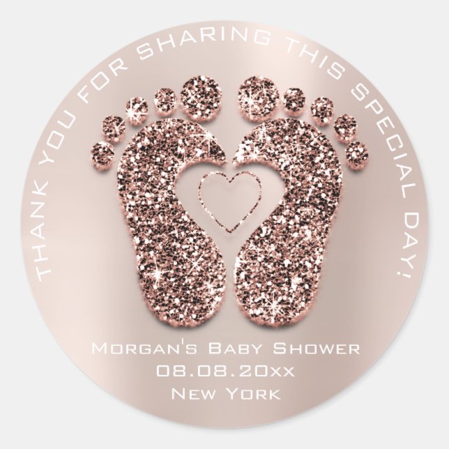 Heart Feet Baby Dusche Gefallen Geschenk Danke Pin Runder Aufkleber (Vorderseite)