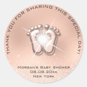 Heart Feet Baby Dusche Gefallen Geschenk Danke Ros Runder Aufkleber
