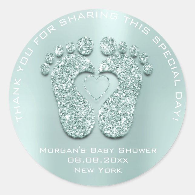 Heart Feet Baby Dusche Gefallen Geschenk Dankeschö Runder Aufkleber (Vorderseite)