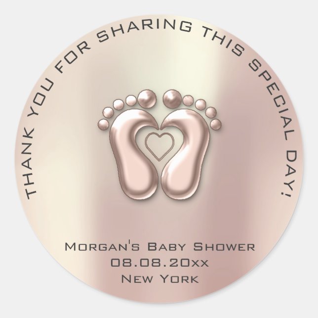 Heart Feet Baby Shower Gefallen Geschenk Dankeschö Runder Aufkleber (Vorderseite)